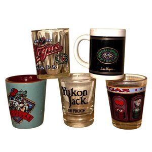 Vintage Las Vegas Souvenir Shot Glasses & Mug Set
